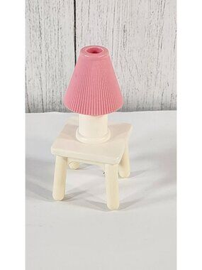 1993 FISHER PRICE DREAM DOLLHOUSE NIGHT END TABLE BEDROOM FURNITURE PINK LAMP